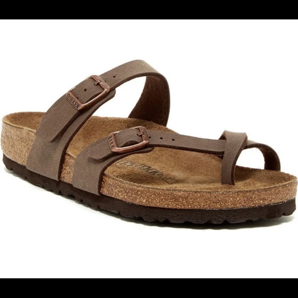 Birkenstock Mayari Birko-Flor Nubuck - Womens - Thong Sandals Mocha 38